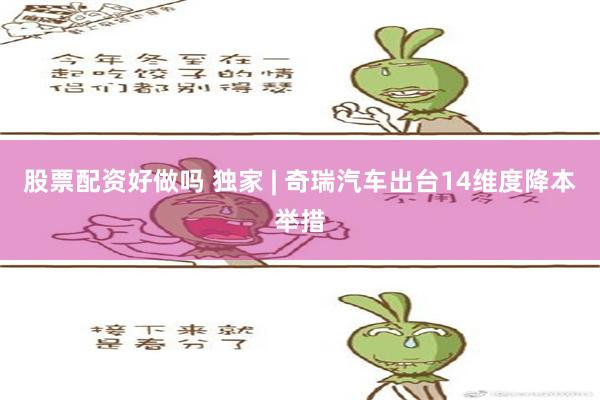 股票配资好做吗 独家 | 奇瑞汽车出台14维度降本举措