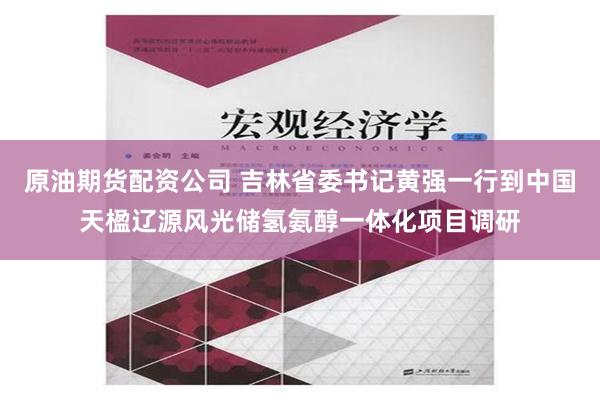 原油期货配资公司 吉林省委书记黄强一行到中国天楹辽源风光储氢氨醇一体化项目调研